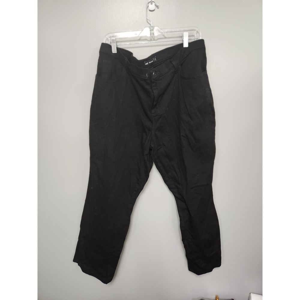 LEE Women's Size 18 Petite Relaxed Fit Straight-Leg Jeans Black Denim